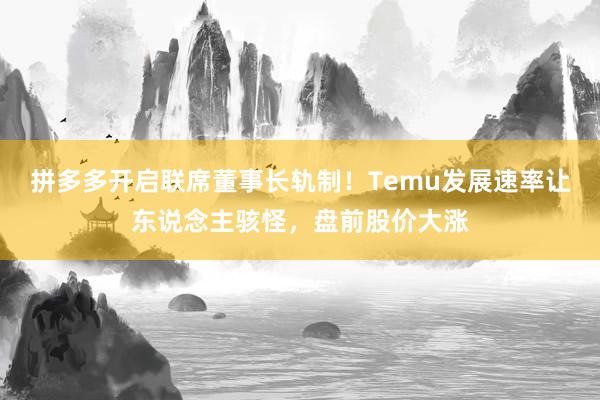 拼多多开启联席董事长轨制！Temu发展速率让东说念主骇怪，盘前股价大涨